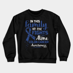 Colon Cancer Awareness Colorectal Blue Ribbon Crewneck Sweatshirt